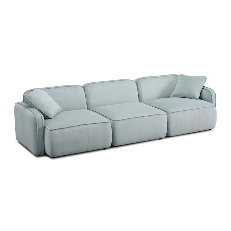 Pemberly Row Seafoam Performance Corduroy Velvet Modular Sofa