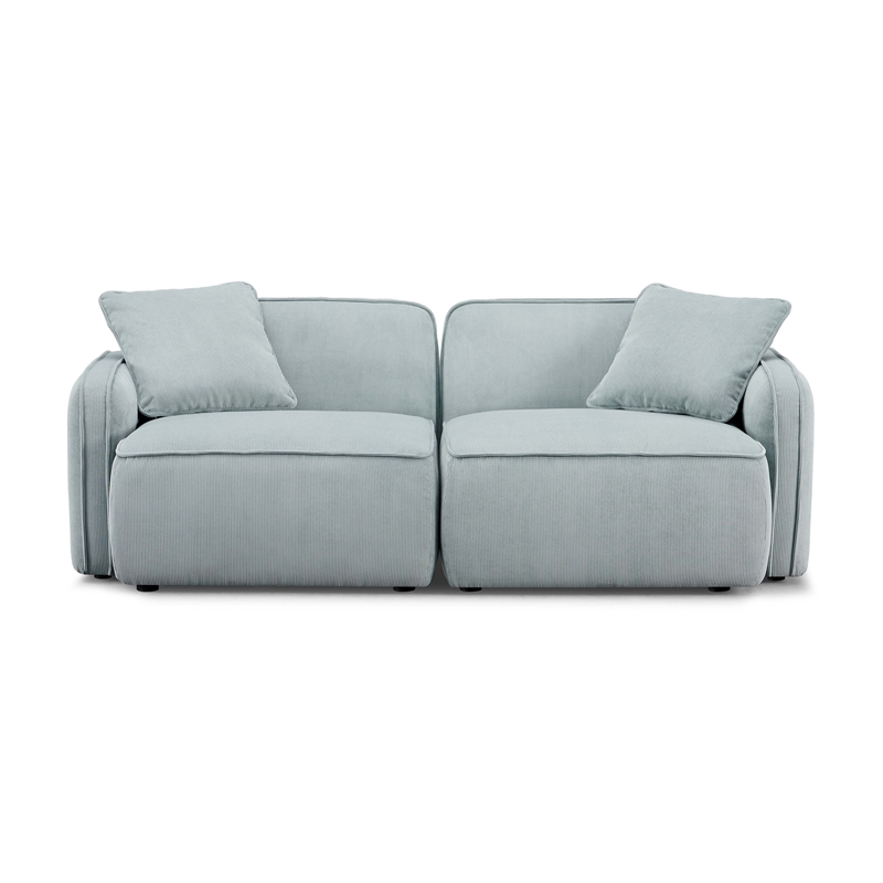 Pemberly Row Seafoam Performance Corduroy Velvet Modular Loveseat