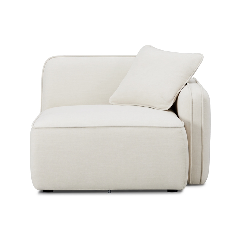 Pemberly Row Contemporary Sand Upcycled Linen RAF Corner Chair