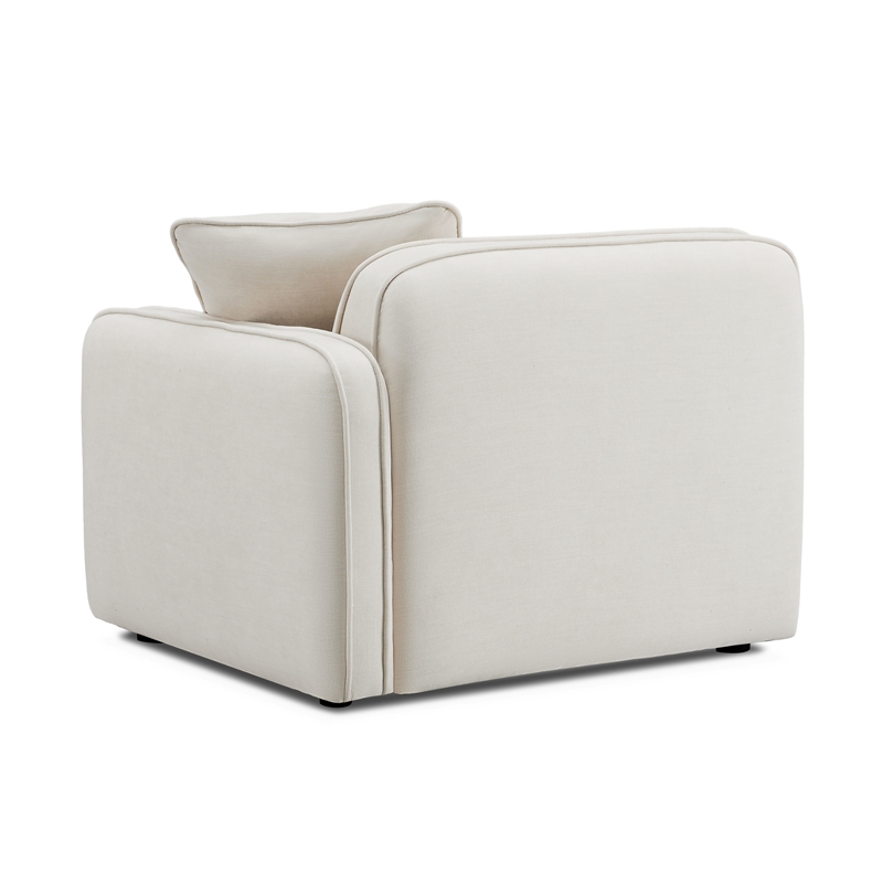 Pemberly Row Contemporary Sand Upcycled Linen RAF Corner Chair