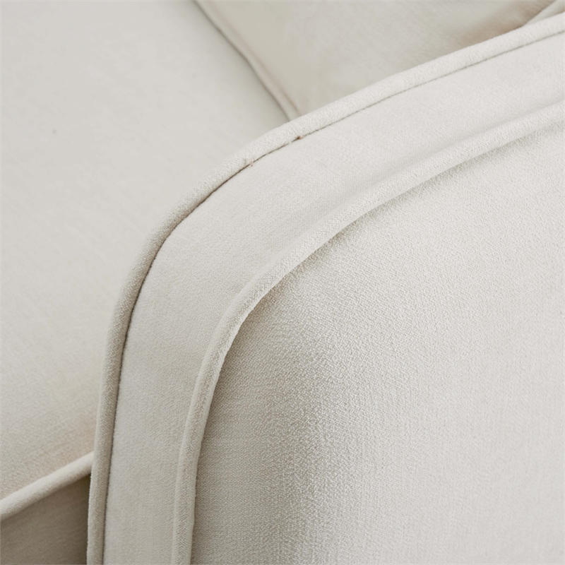Pemberly Row Contemporary Sand Upcycled Linen RAF Corner Chair