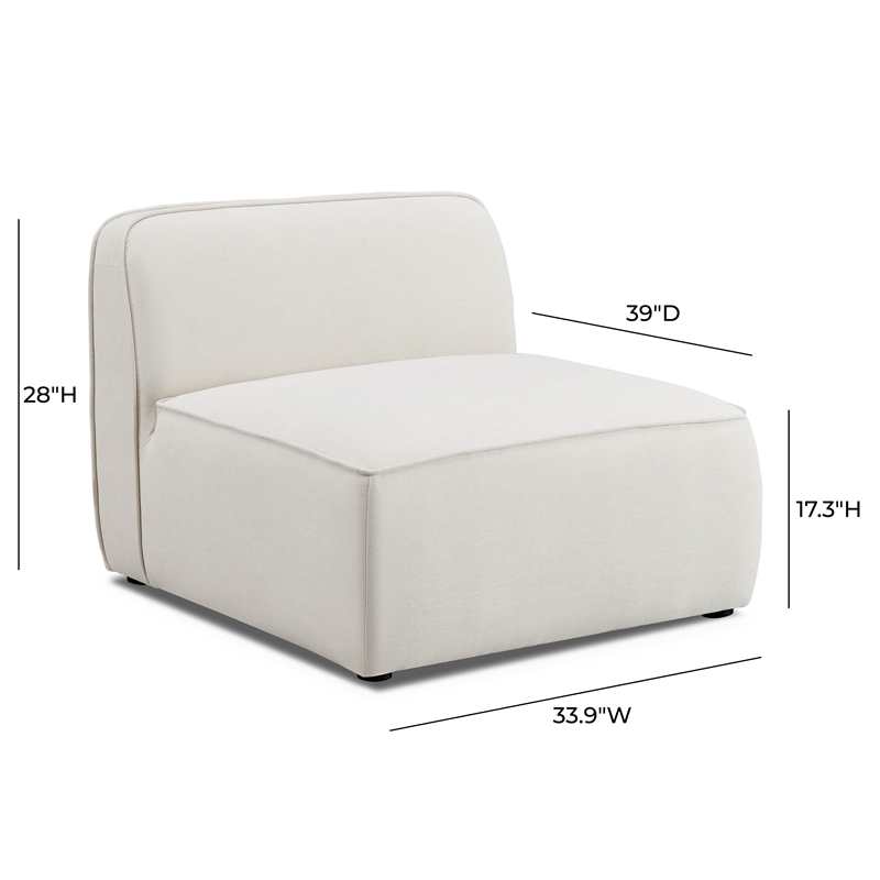 Pemberly Row Contemporary Accent Sand Upcycled Linen Armless Chair