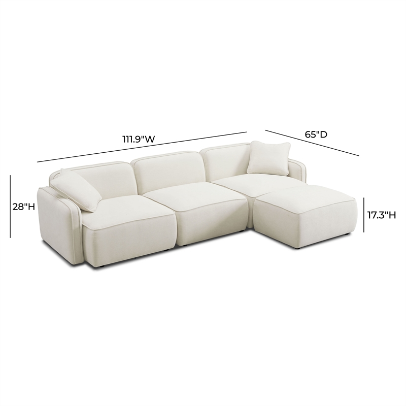 Pemberly Row Contemporary Sand Upcycled Linen 4-Piece Modular Sectional