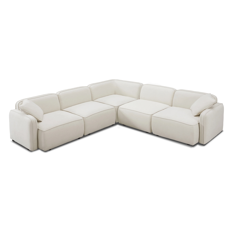 Pemberly Row Contemporary Sand Upcycled Linen Modular L-Sectional