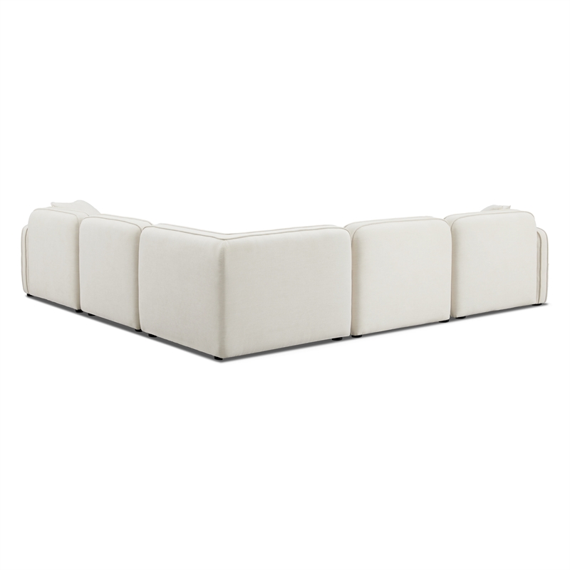 Pemberly Row Contemporary Sand Upcycled Linen Modular L-Sectional