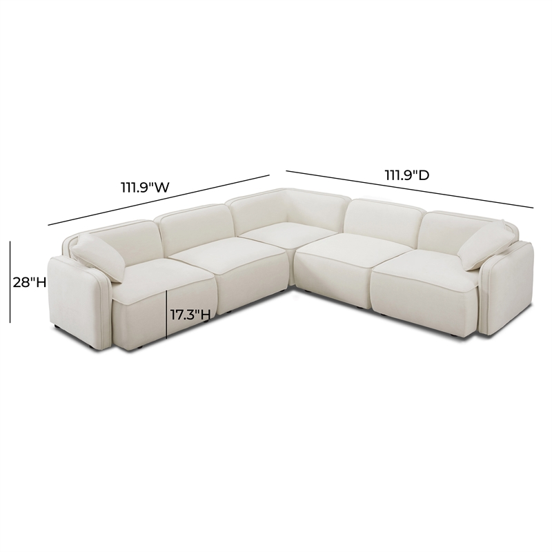 Pemberly Row Contemporary Sand Upcycled Linen Modular L-Sectional