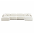 Pemberly Row Sand Upcycled Linen 6-Piece Modular U-Sectional