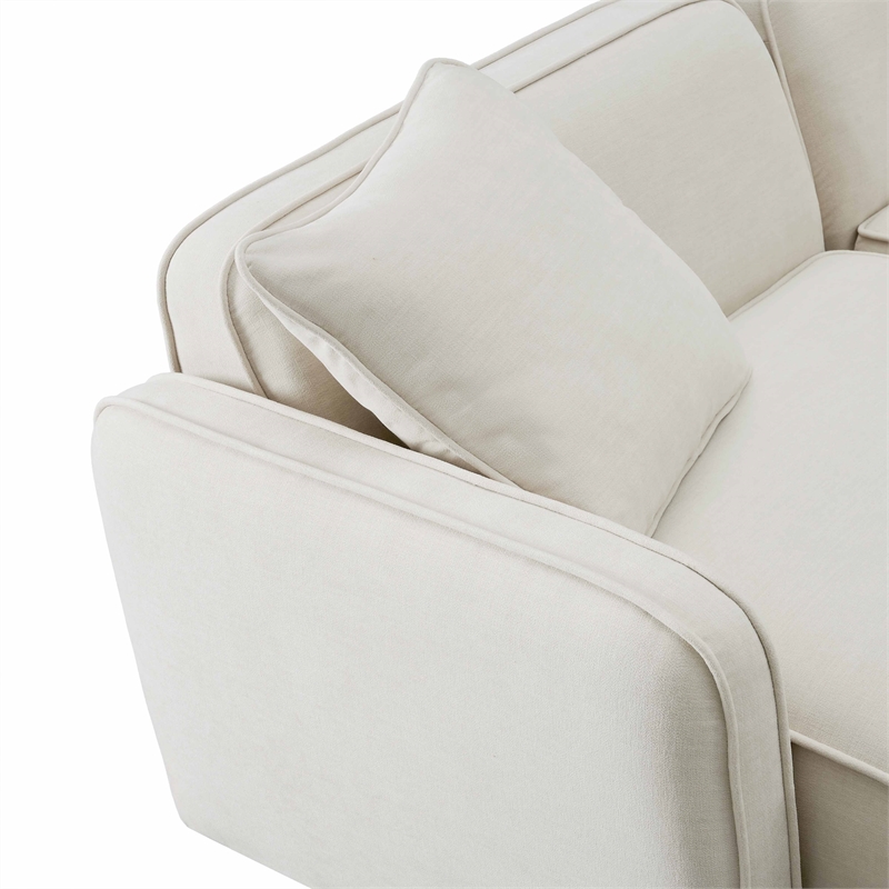 Pemberly Row Sand Upcycled Linen 6-Piece Modular U-Sectional