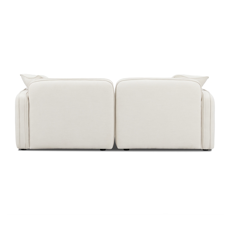 Pemberly Row Contemporary Sand Upcycled Linen Modular Loveseat