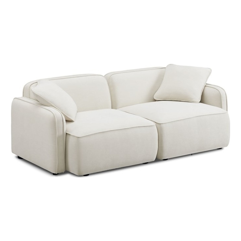 Pemberly Row Contemporary Sand Upcycled Linen Modular Loveseat