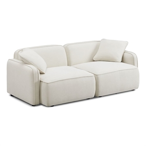 Pemberly Row Contemporary Sand Upcycled Linen Modular Loveseat