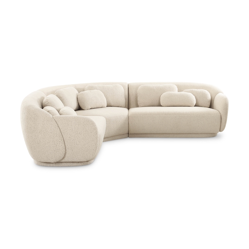 Pemberly Row Contemporary Cream Finish Boucle Modular L-Sectional
