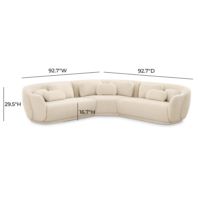 Pemberly Row Contemporary Cream Finish Boucle Modular L-Sectional