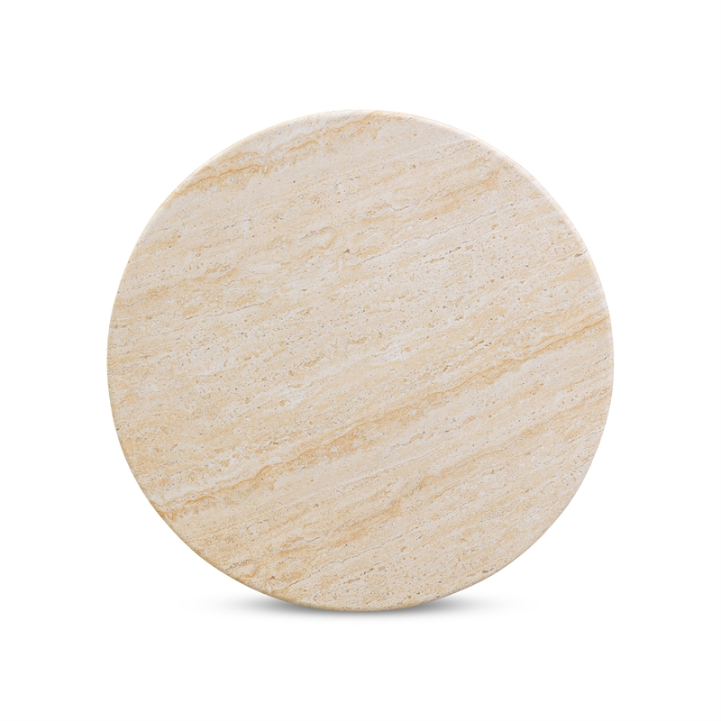 Pemberly Row Faux Travertine Indoor/Outdoor 26 inch Round Accent Table