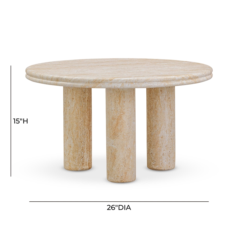 Pemberly Row Faux Travertine Indoor/Outdoor 26 inch Round Accent Table