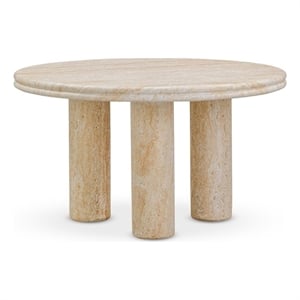 Pemberly Row Faux Travertine Indoor/Outdoor 26 inch Round Accent Table