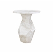 Pemberly Row Contemporary White Faux Marble Round Side Table
