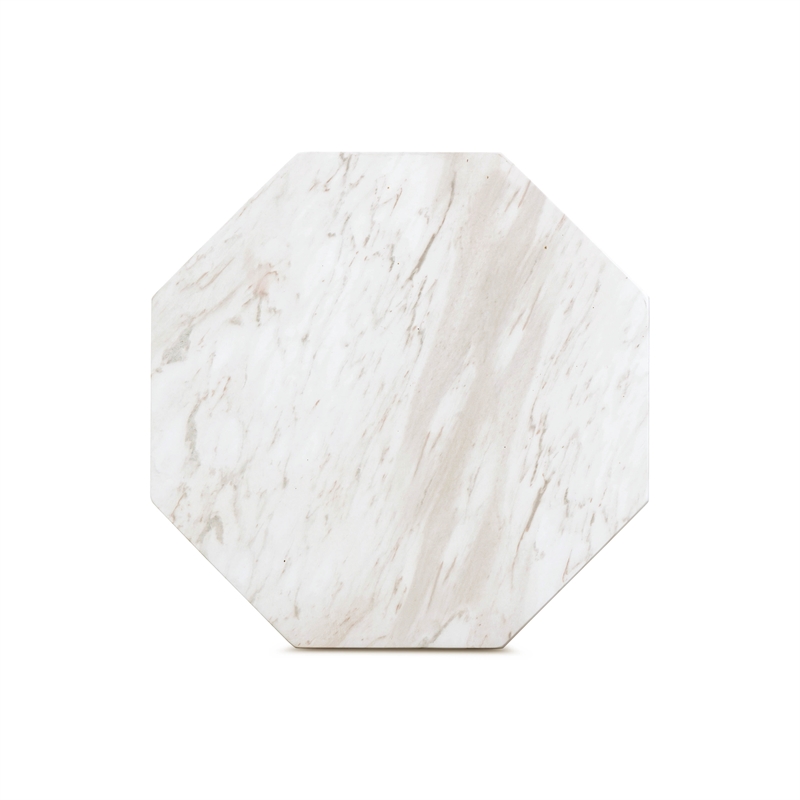 Pemberly Row Contemporary White Faux Marble Round Side Table