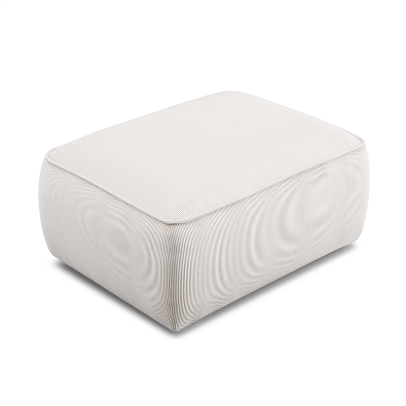 Pemberly Row Contemporary White Sand Performance Corduroy Velvet Ottoman