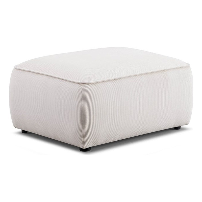 Pemberly Row Contemporary White Sand Performance Corduroy Velvet Ottoman