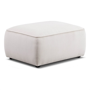 Pemberly Row Contemporary White Sand Performance Corduroy Velvet Ottoman