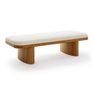 Pemberly Row Contemporary White Performance Boucle Large Bench