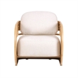 Pemberly Row Contemporary Cream Fabric and Natural Rattan Accent Chair