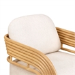 Pemberly Row Contemporary Cream Fabric and Natural Rattan Accent Chair