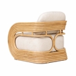 Pemberly Row Contemporary Cream Fabric and Natural Rattan Accent Chair