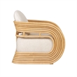 Pemberly Row Contemporary Cream Fabric and Natural Rattan Accent Chair