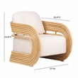 Pemberly Row Contemporary Cream Fabric and Natural Rattan Accent Chair