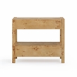 Pemberly Row Contemporary Accent Honey Burl Wooden Nightstand