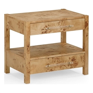 Pemberly Row Contemporary Accent Honey Burl Wooden Nightstand