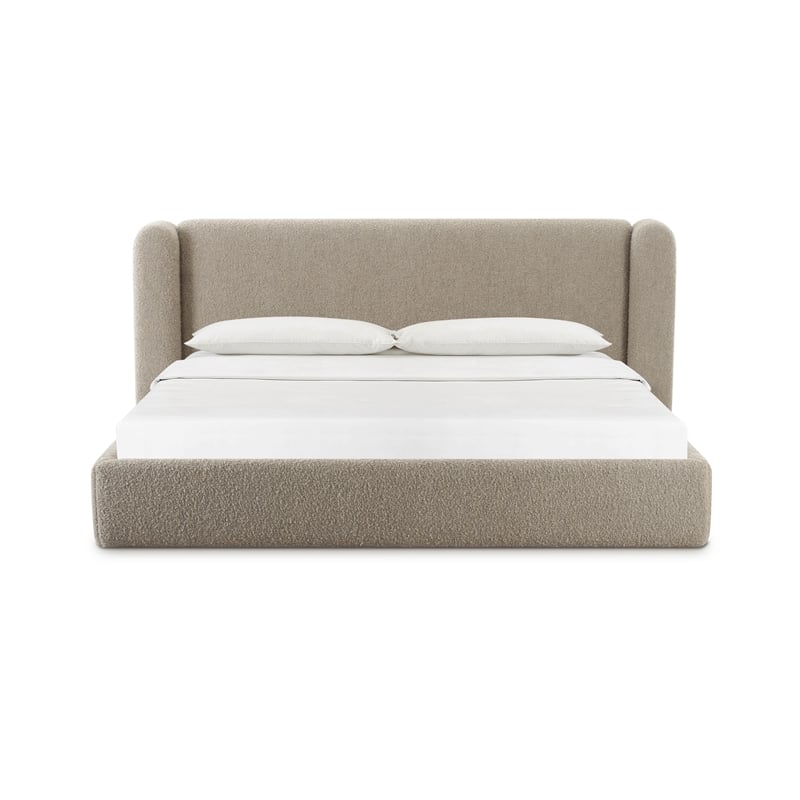 Pemberly Row Contemporary Accent Tan Finish Boucle Queen Bed