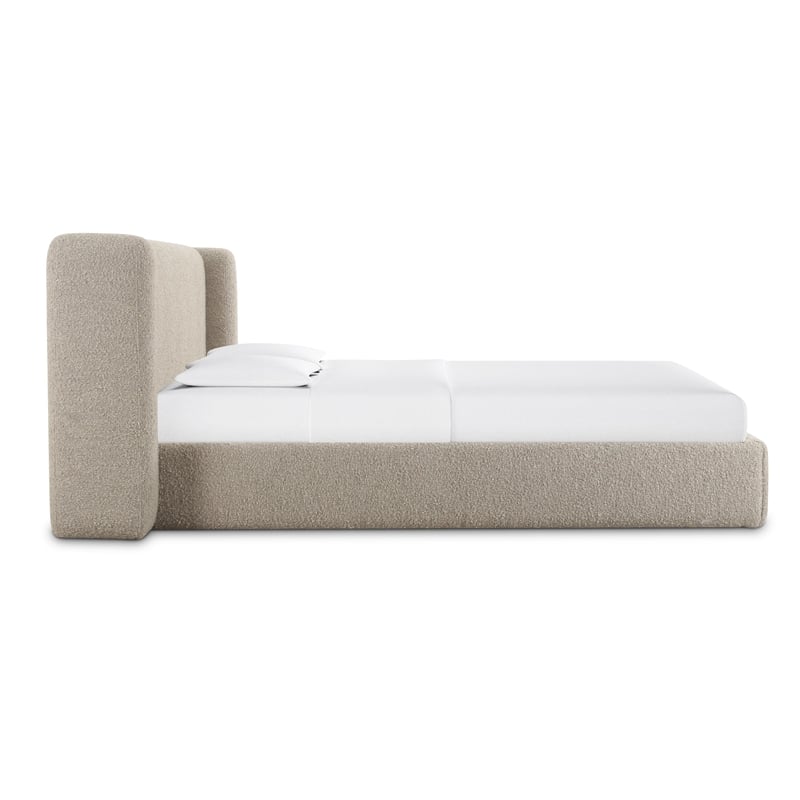 Pemberly Row Contemporary Accent Tan Finish Boucle Queen Bed
