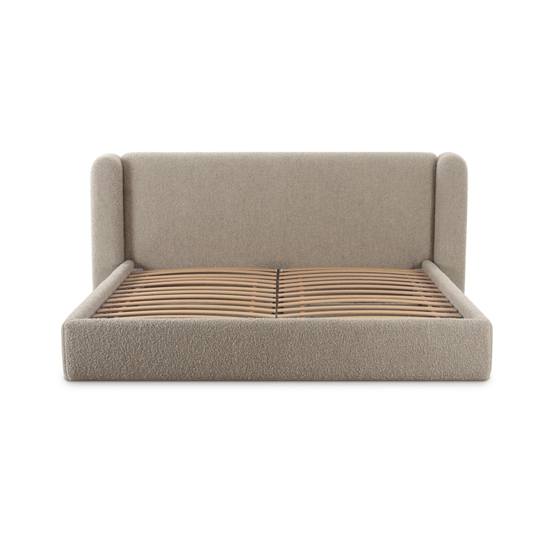 Pemberly Row Contemporary Accent Tan Finish Boucle Queen Bed