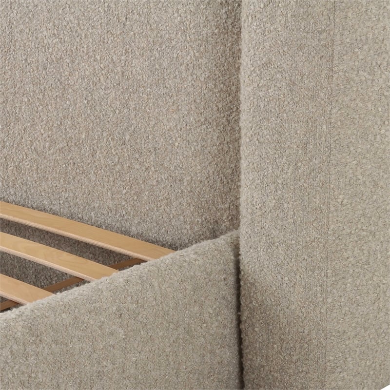 Pemberly Row Contemporary Accent Tan Finish Boucle Queen Bed