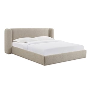 Pemberly Row Contemporary Accent Tan Upholstered Rich Boucle King Bed