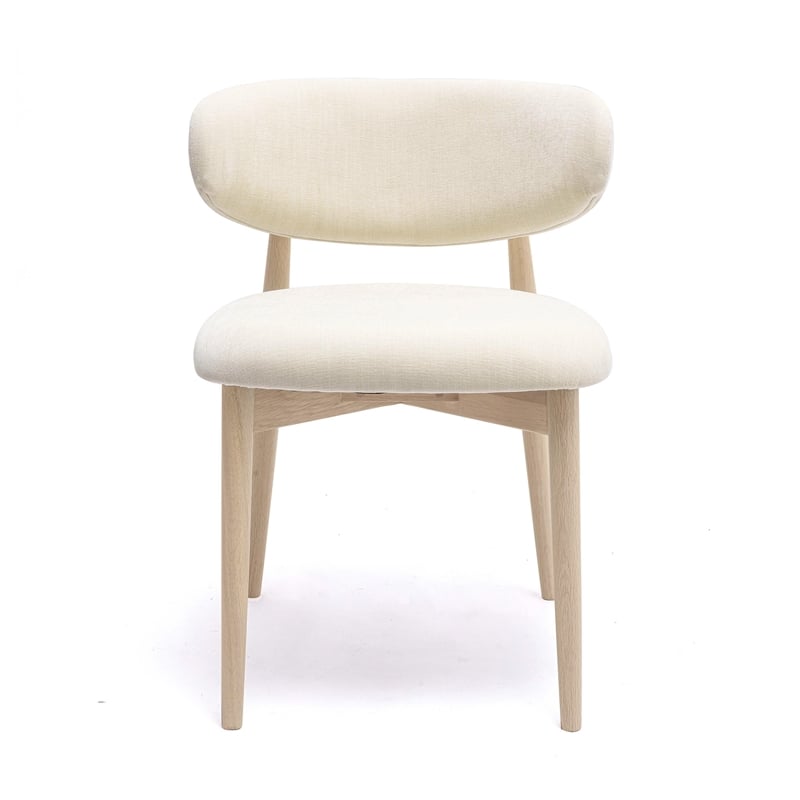 Pemberly Row Contemporary Cream Performance Textured Velvet Dining Chair