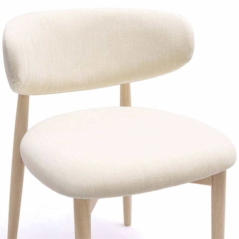 Pemberly Row Contemporary Cream Performance Textured Velvet Dining Chair