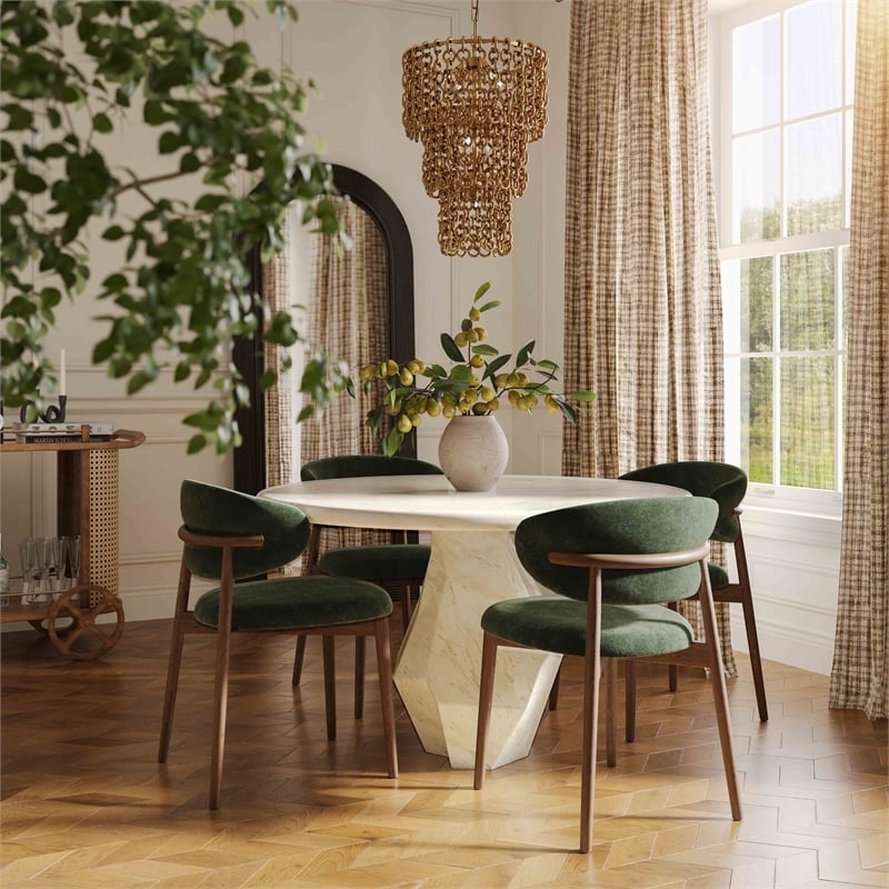 Pemberly Row Forest Green Performance Textured Velvet Dining Chair
