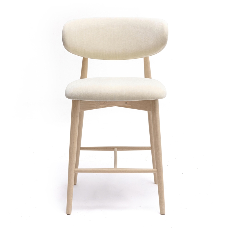 Pemberly Row Cream Performance Textured Velvet Counter Stool