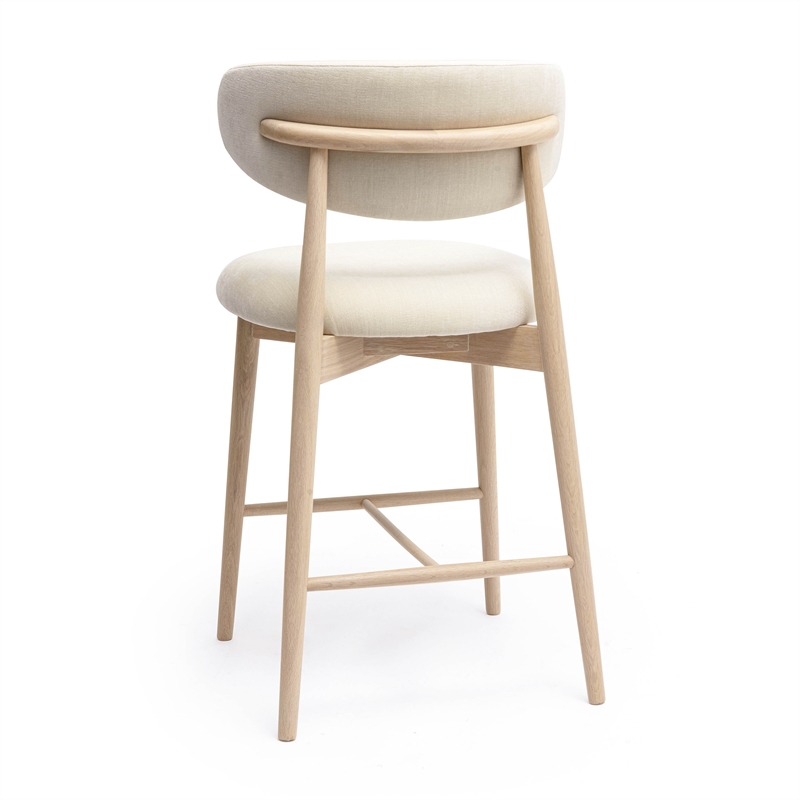 Pemberly Row Cream Performance Textured Velvet Counter Stool