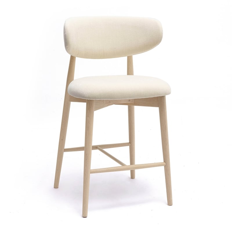 Pemberly Row Cream Performance Textured Velvet Counter Stool
