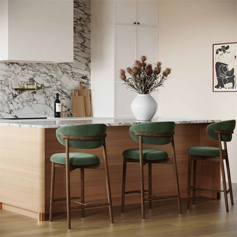 Pemberly Row Forest Green Performance Textured Velvet Counter Stool