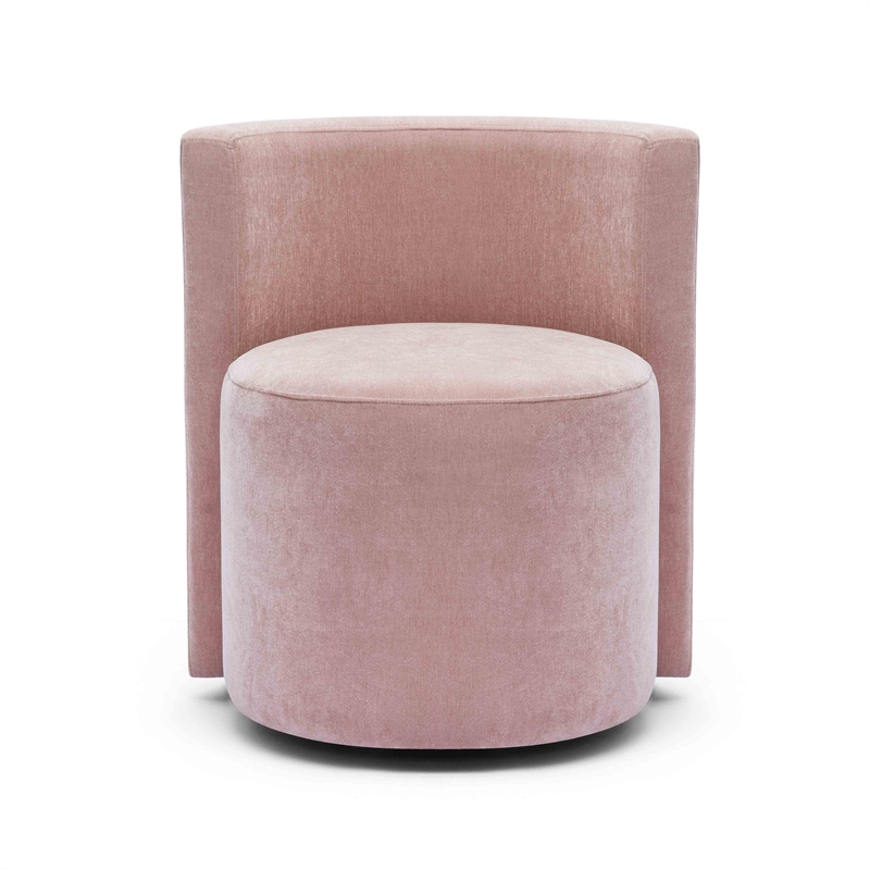 Pemberly Row Contemporary Pink Upcycled Velvet Rolling Desk Chair