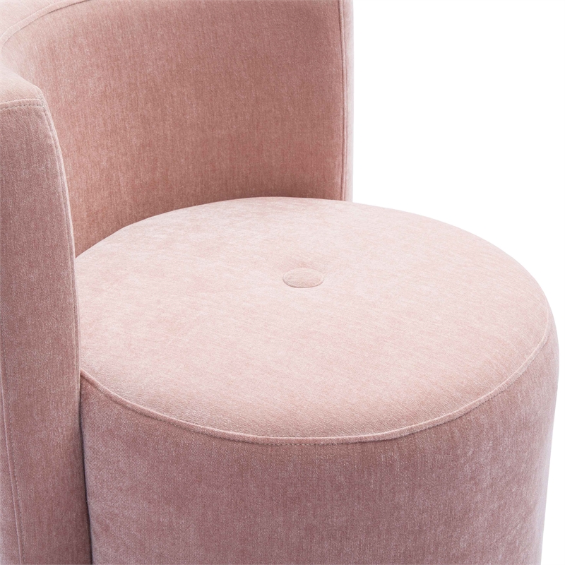 Pemberly Row Contemporary Pink Upcycled Velvet Rolling Desk Chair