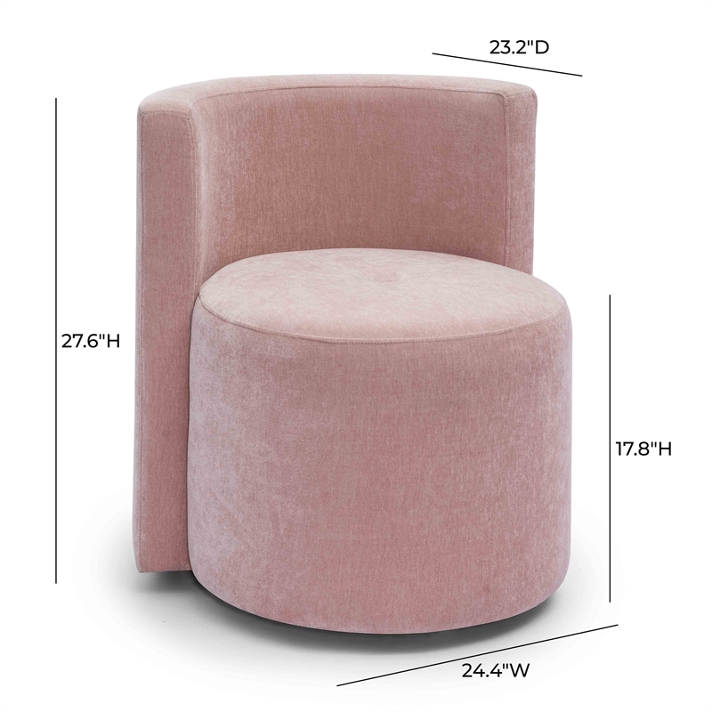 Pemberly Row Contemporary Pink Upcycled Velvet Rolling Desk Chair