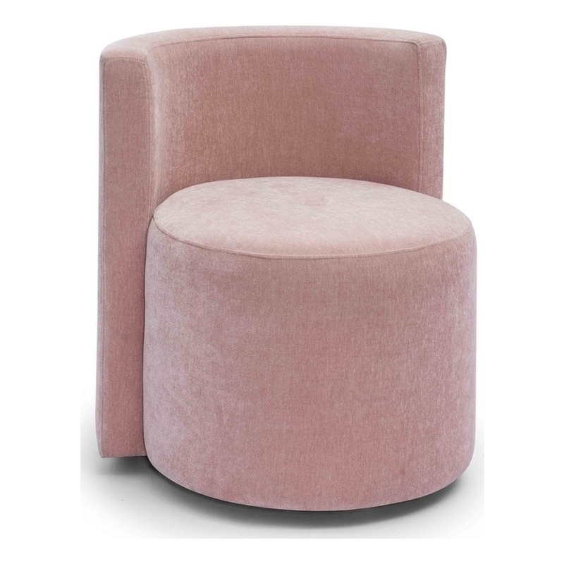 Pemberly Row Contemporary Pink Upcycled Velvet Rolling Desk Chair