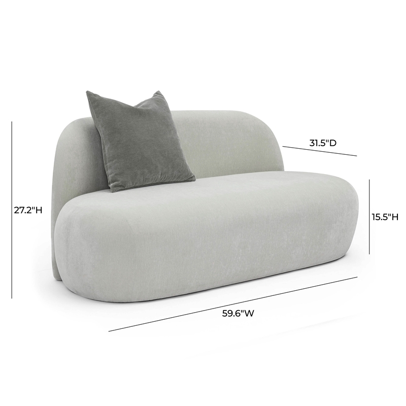 Pemberly Row Contemporary Accent Gray Upcycled Chenille Loveseat
